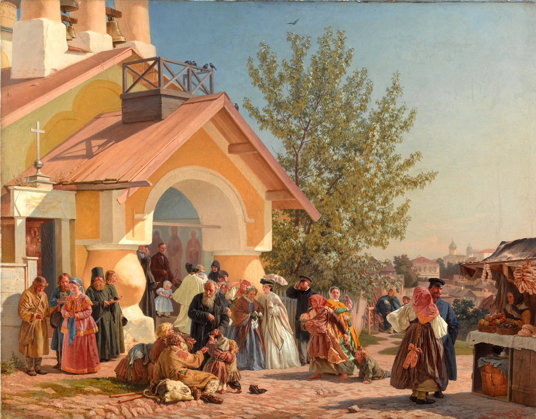 Александр Иванович Морозов — Выход из церкви в Пскове, 1864