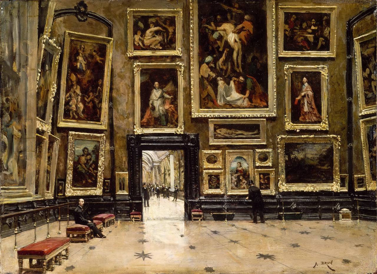 Александр Жан-Батист Брюн — Vue du Salon Carré au Louvre (Вид на Салон Карре в Лувре), 1880