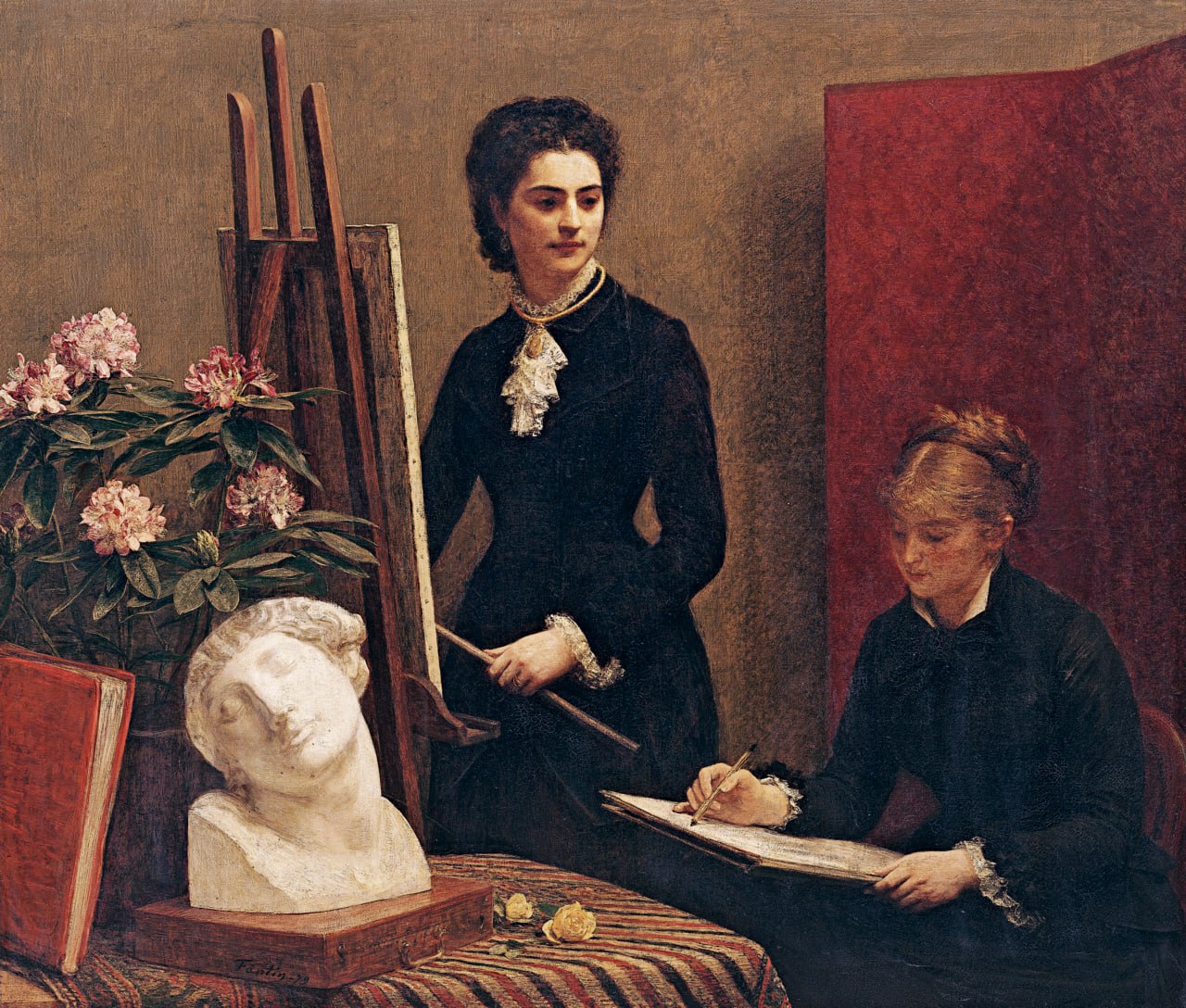 Иньяс-Анри-Жан-Теодор Фантен-Латур — La leçon de dessin dans l'atelier (Урок рисования в мастерской), 1879