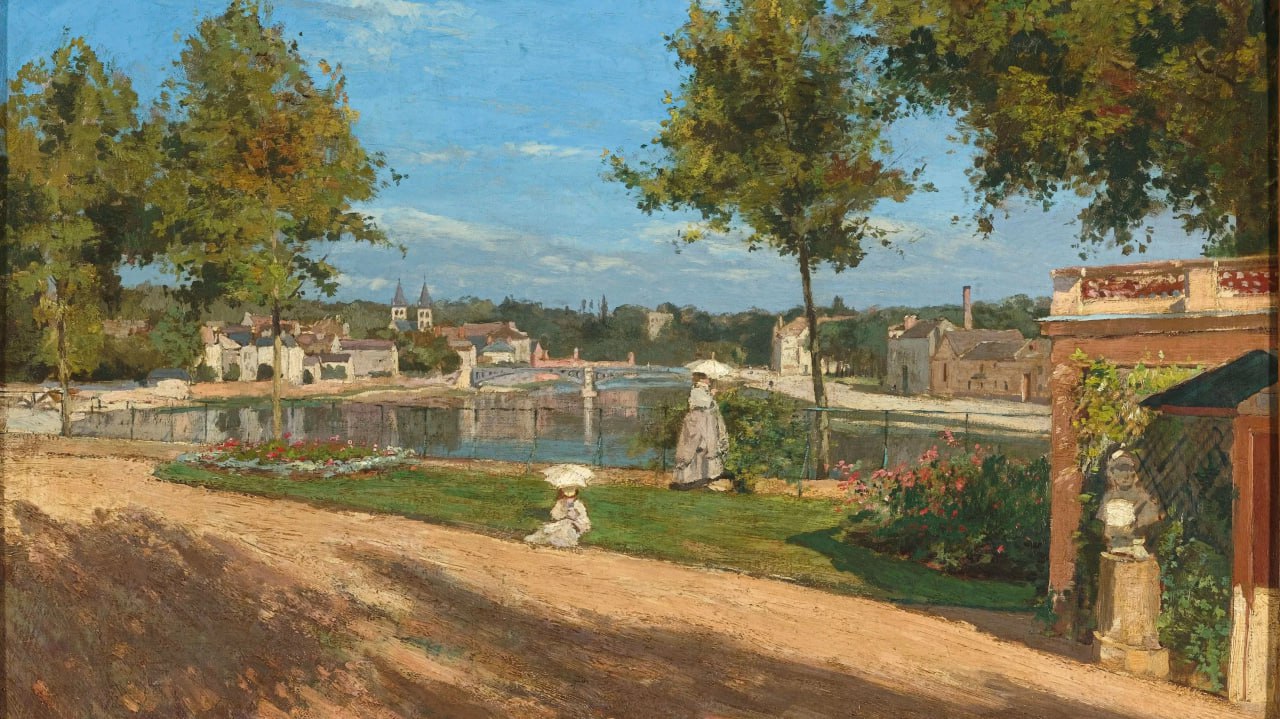 Станислас Анри Руар — La Terrasse au bord de la Seine à Melun (Терраса на берегу Сены в Мелуне), 1874