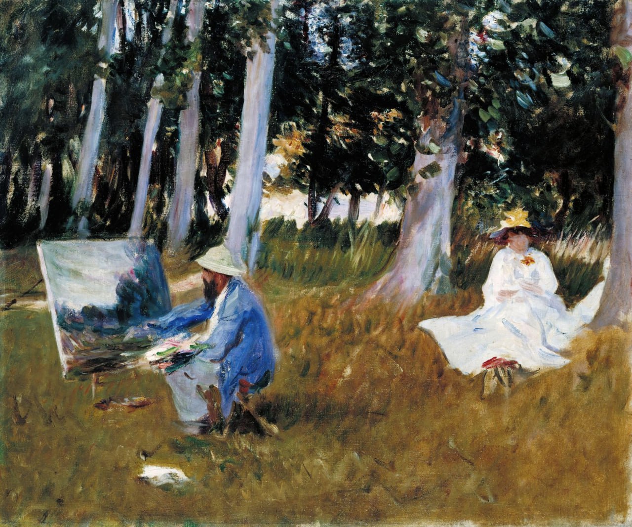 Джон Сингер Сарджент — Claude Monet Painting by the Edge of a Wood (Картина Клода Моне «На опушке леса»), 1885