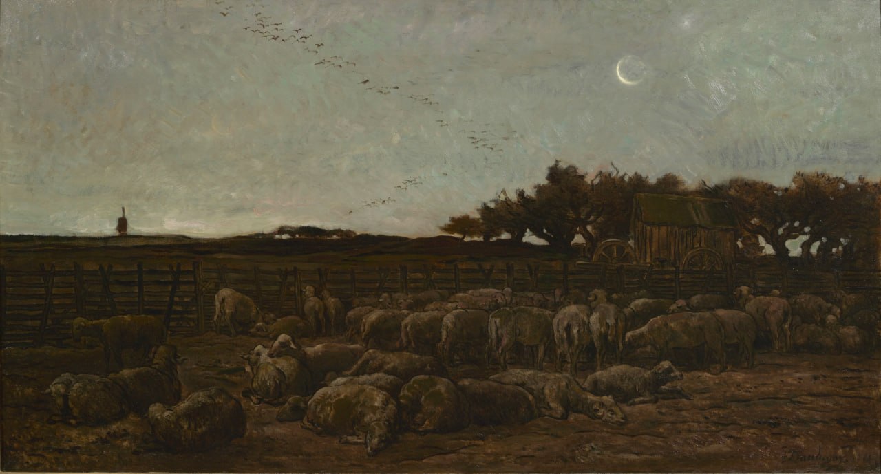 Шарль-Франсуа Добиньи — Le parc à moutons (Загон для овец), 1861