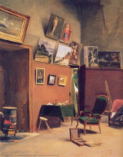 Жан Фредерик Базиль — L’atelier de la rue de Furstenberg (Мастерская художника на улице Фюрстенберг), 1865