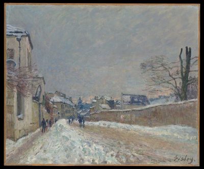 Альфред Сислей — Rue Eugène Moussoir à Moret: L'hiver (Улица Эжена Муссуара в Море: Зима), 1891