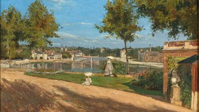 Станислас Анри Руар — La Terrasse au bord de la Seine à Melun (Терраса на берегу Сены в Мелуне), 1874