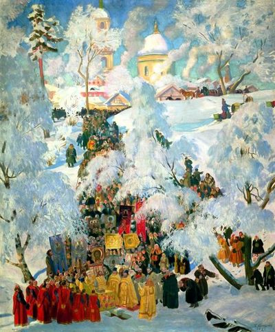 Борис Михайлович Кустодиев — Крещенское водосвятие, 1921