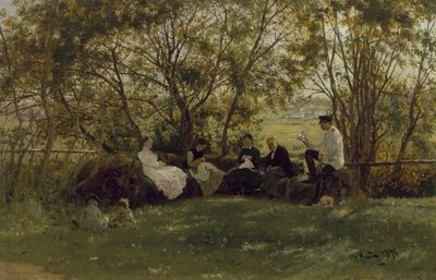Илья Ефимович Репин — На дерновой скамье, 1876