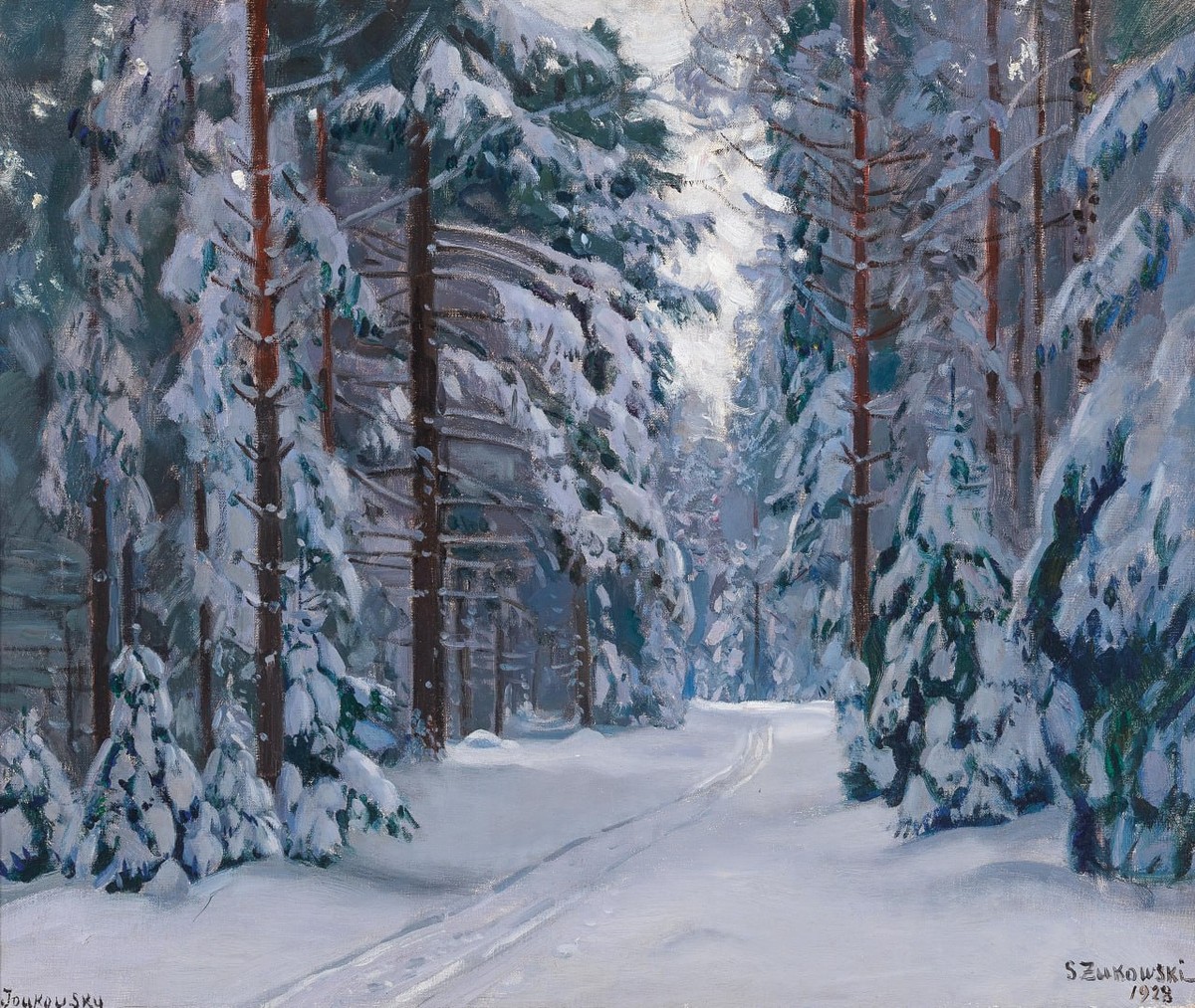 Станислав Юлианович Жуковский — Дорога в зимнем лесу, 1928